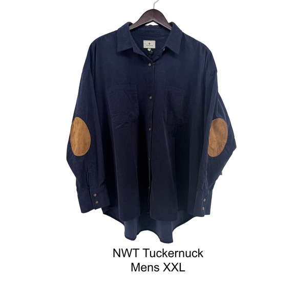 Tuckernuck Other - NWT Tuckernuck Navy Corduroy Oversized Button Down Shirt Elbow Patches XXL NEW